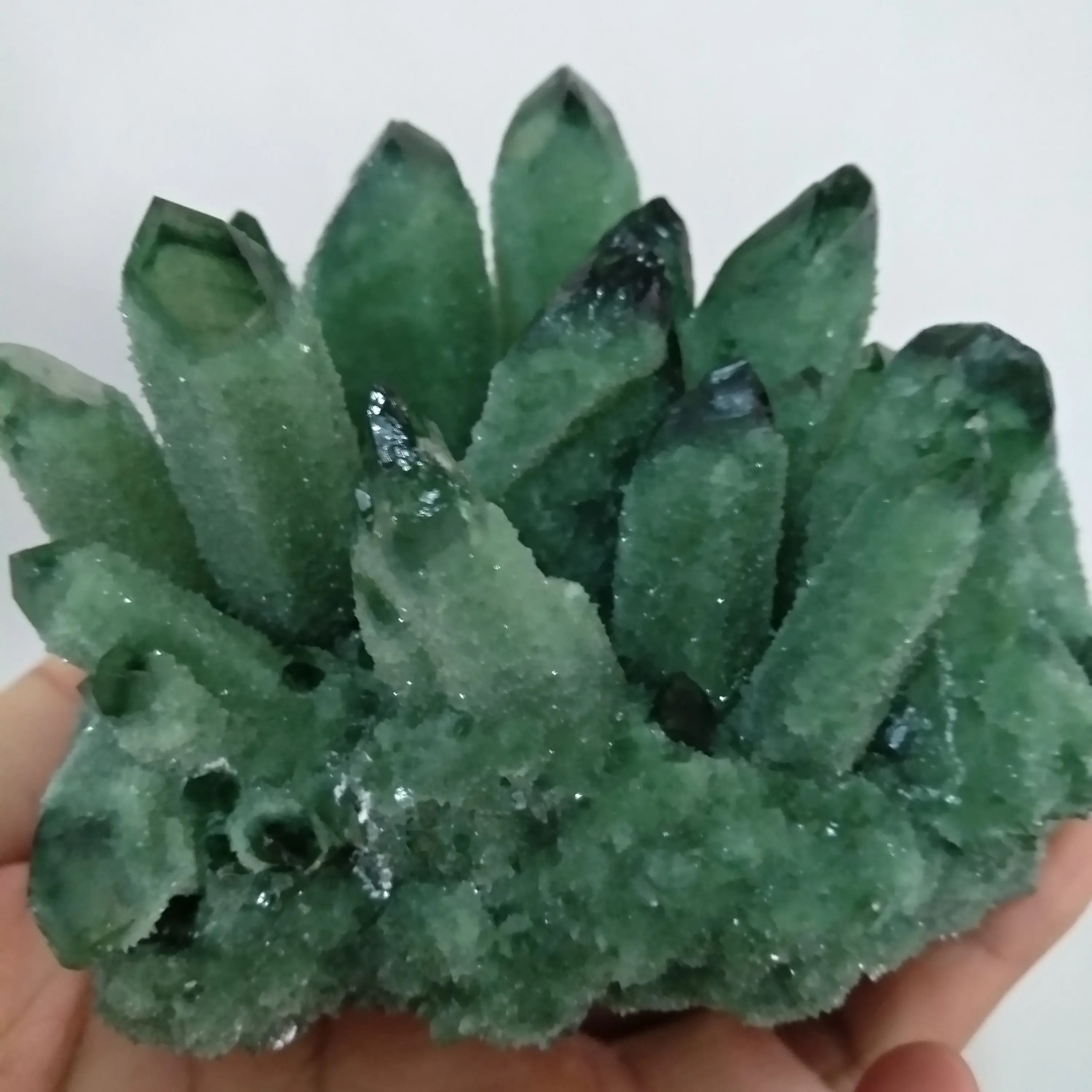 300 900 г натуральный зеленый Ghost Phantom Quartz с украшением в виде кристаллов кластера