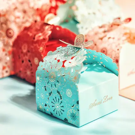 50 шт розовый/красный/Буле Baby Shower Candy Box Свадебные сувениры и подарки коробки