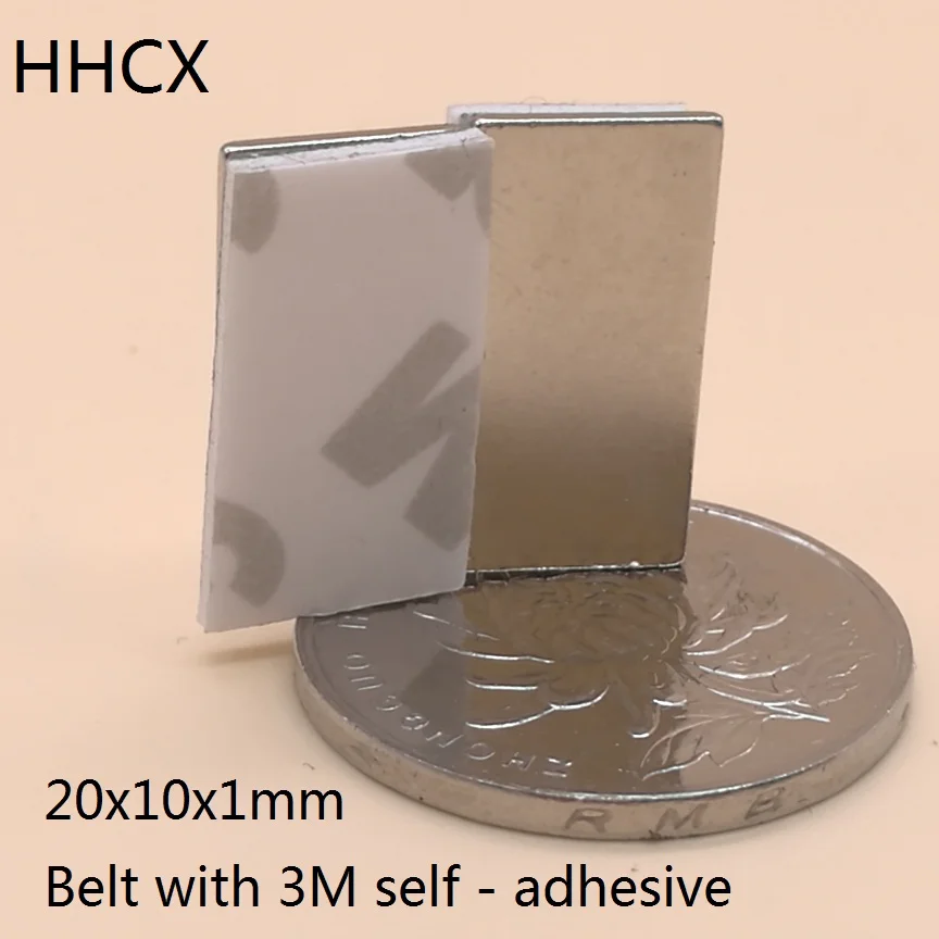 10 шт/lotl 20x10x1 мм N35 сильный квадратный неодимовый магнит 20*10*1 мм пояс 3м самоклеящиеся неодимовые магниты 20 мм х 10 мм х 1 мм