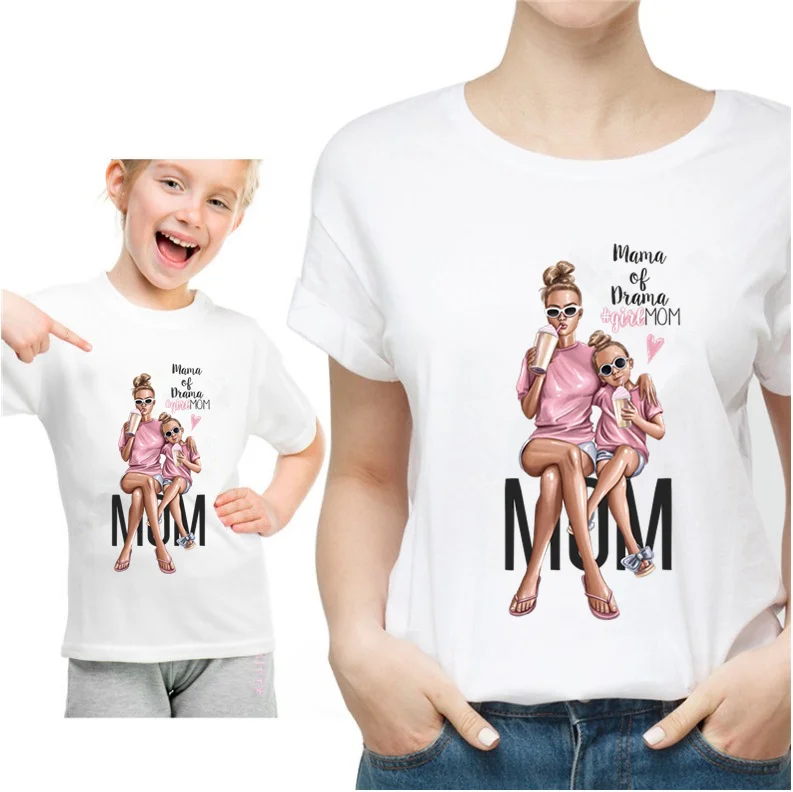 Подарок на день матери белая футболка для мамы и дочки одежда родителей детей