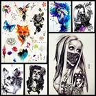 Новый дизайн сексуальная девушка с маской временная татуировка наклейка Мужчины Черный боди арт рука вспышка Водонепроницаемая Татуировка хна тату арабские женщины