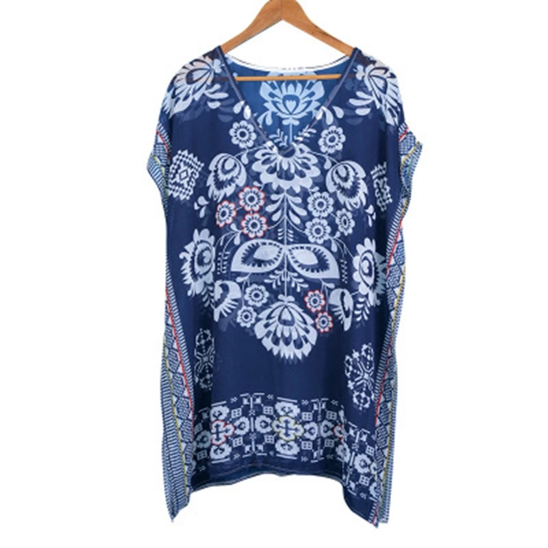 

2019 Chiffon Beach Wear Women Print Swimsuit Cover Up Swimwear bathing suit cover ups Summer Mini Dress Loose Pareo beach tunic