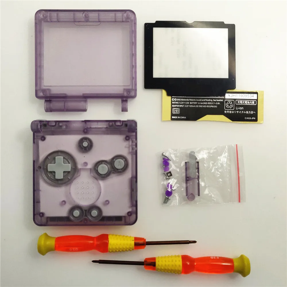 Clear Purple Прозрачный корпус корпуса чехол для nintendo для GBA SP ДЛЯ Gameboy Advance SP консоль+ отвертка - Цвет: Clear Purple