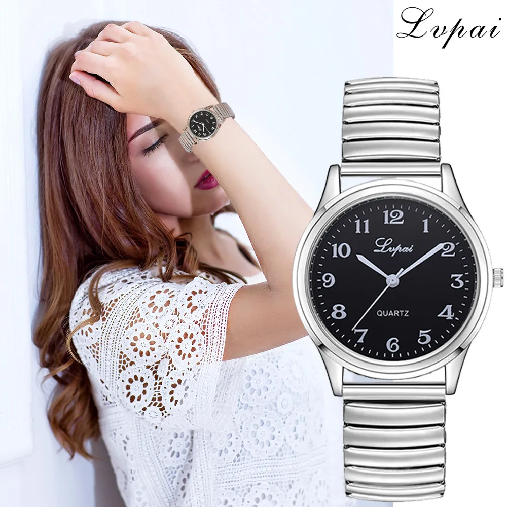 Silver Новые LVPAI часы модные женские унисекс из нержавеющей стали круглый корпус кварцевые наручные часы парные дропшиппинг 233 - Цвет: Silver