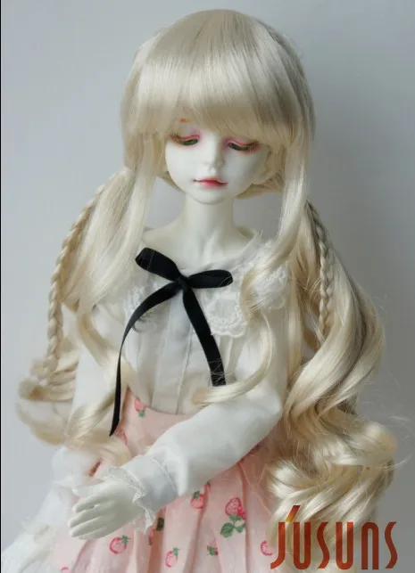 JD337 1/4 18-20 см MSD синтетический мохер BJD кукольные парики 7-8 дюймов двойные длинные пони косы парики - Цвет: Blond