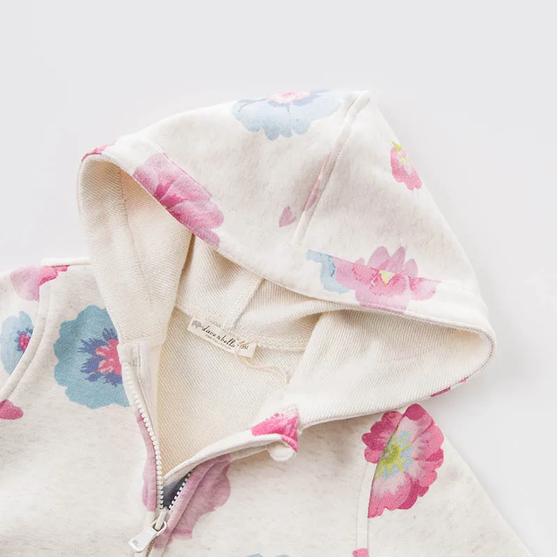 DB7625 dave bella spring infant baby girls hooded coat kids print outerwear toddler children high quality lovely clothes | Детская