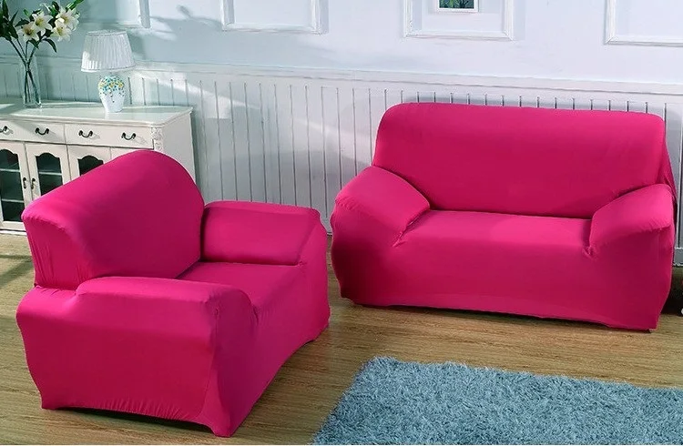

Hot Simple Black Solid Double Seat Fabric Cover Sofa Slipcover Stretch Elastic Sofa Cover Tight All-inclusive Couch Cover