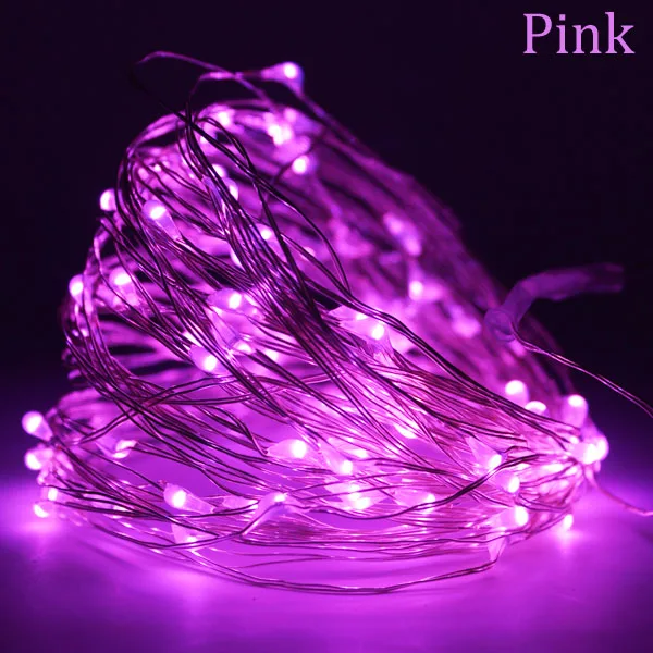 Pink 2 м/5 м/10 м Медный Серебряный провод USB светодиодный струнный Огни праздничного освещения для сказочной Елочная гирлянда украшения для свадебной вечеринки - Испускаемый цвет: Pink