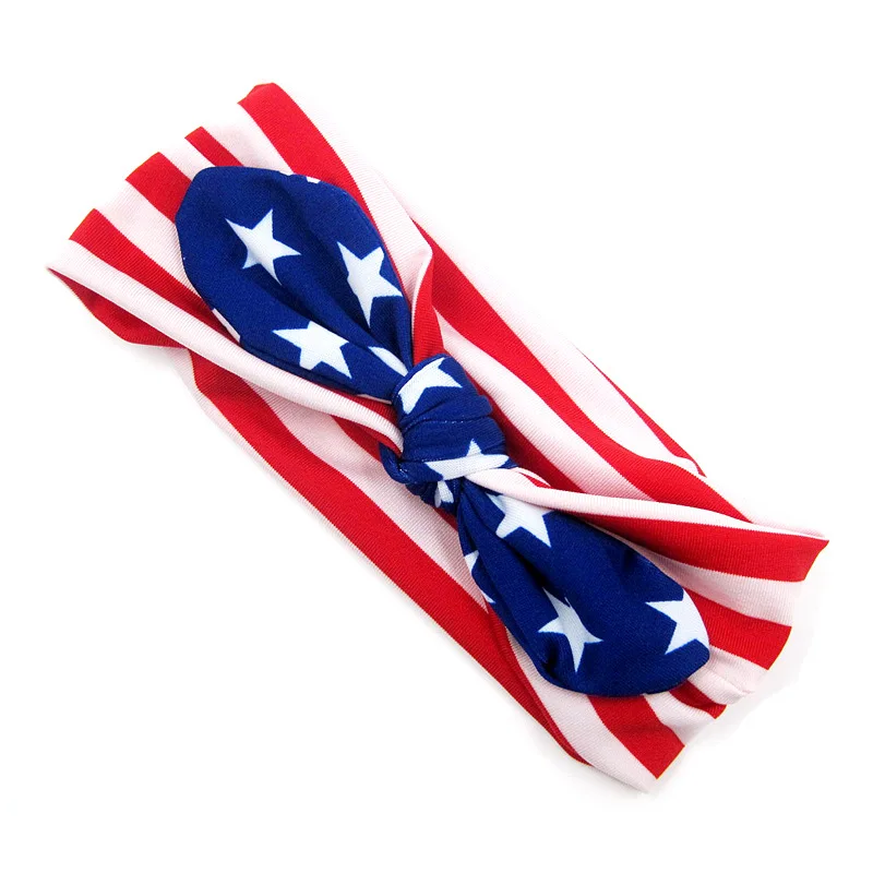 Повязка на голову с изображением американского флага для девочек эластичная