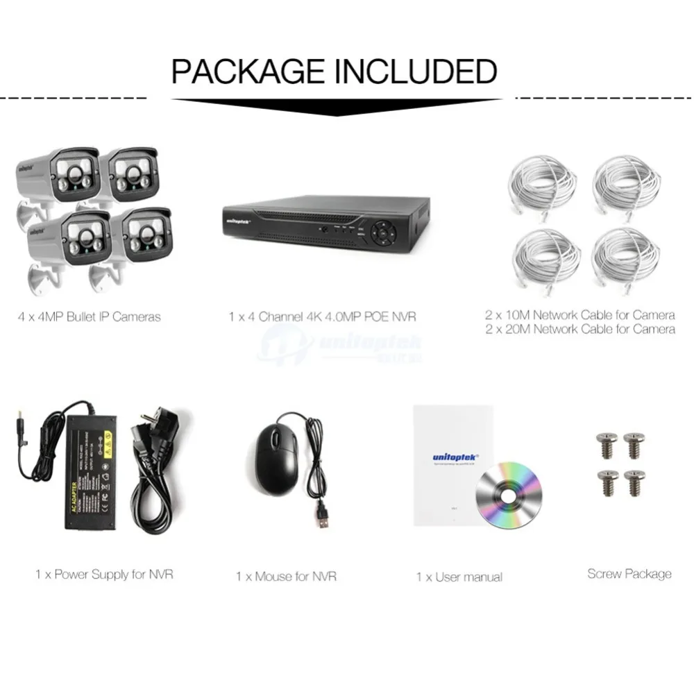 4CH 4MP CCTV NVR Kit H.265 POE IP камера система наружная Водонепроницаемая видеонаблюдения