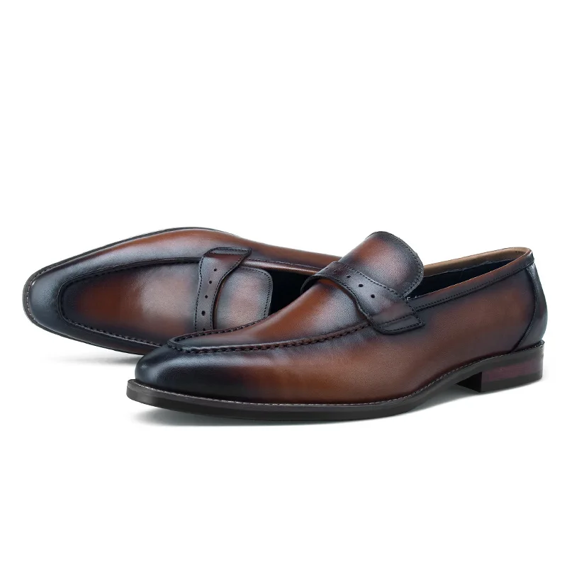 Fashion Brown / Black Loafers Mens Business Shoes Genuine Leather Wedding Formal Dress Male Social | Обувь