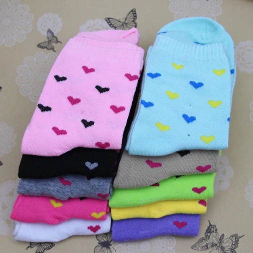 5 парт/лот модные весенние осенние зимние женские носки с принтом сердечек