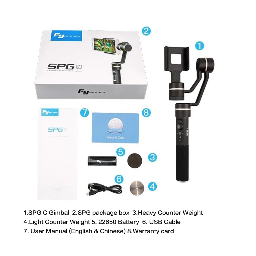 Newe FeiyuTech FY SPG C 3-Axis Handheld Gimbal Stabilizer and remote for Smartphone iphone HUAWEI with New Zoom Button | Электроника
