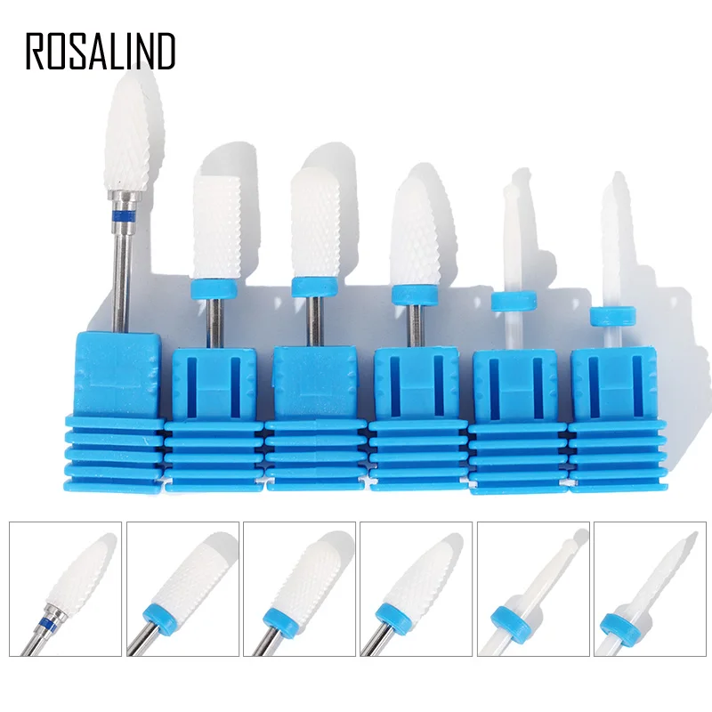ROSALIND 1 шт. керамический сверло для ногтей вращающиеся заусенцы резцы фрезы