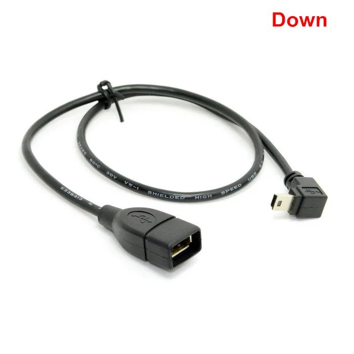 Вверх и вниз под углом 90 градусов мини USB Тип B к разъему OTG кабель 10 см 25 0 1 м для