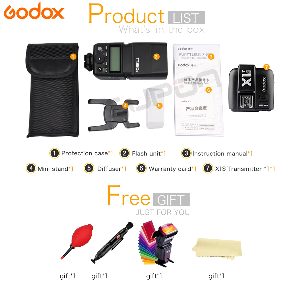 Вспышка Godox TT350 TT350S GN36 HSS TTL для камеры Sony A7 A6000 A6500 с триггерным