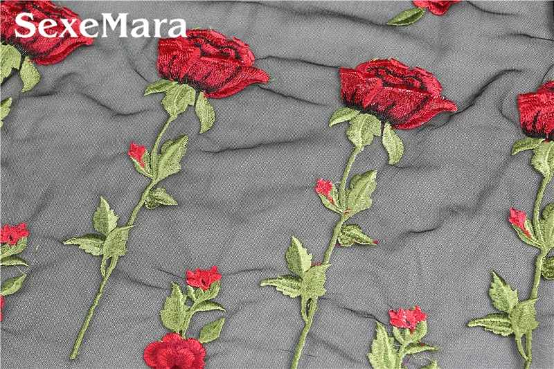 Новое Прибытие Sexy Новая Лето Роуз Цветочные Вышивка Сетки Кружева Рубашки Урожай