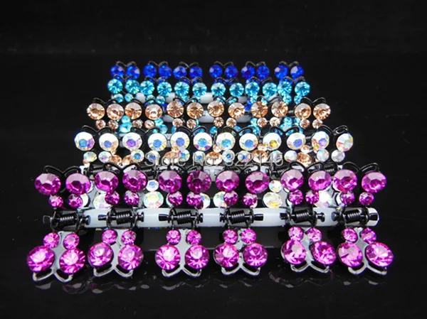 60 шт 10 цветов Мини Бабочка Хрустальный цветок заколка для волос Зажим Заколки