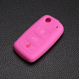 light pink Автомобильные аксессуары, чехол для ключей, ключ для Фольксваген Поло ПАССАТ Б5 Гольф 4 5 6 jetta mk6 tiguan Gol CrossFox 3 кнопки 1 - Название цвета: light pink