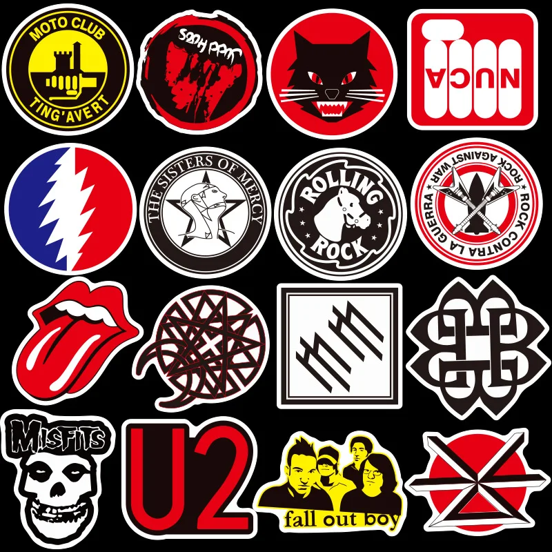 50 Pcs Rock& Roll Stickers Band For Laptop Luggage Bicycle Car Styling Skateboard Vinyl Decal Graffiti Punk Cool Stickers F3