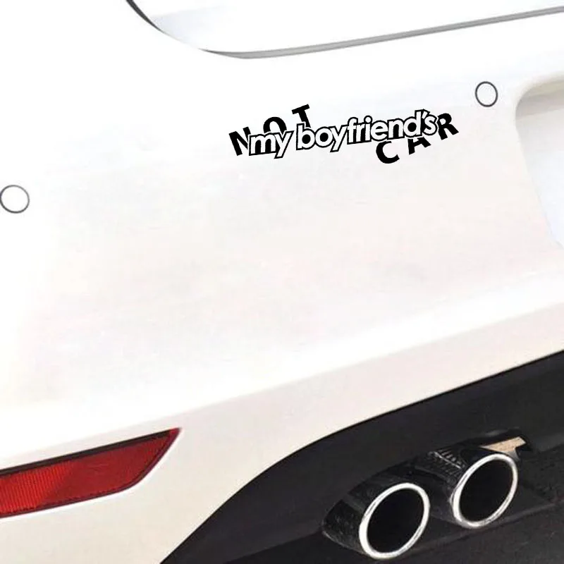 

QYPF 18cm*5.4cm Not My Boyfriend's Car Fun Vinyl Car-styling Motorcycle Decal Black Silver Car Sticker C15-1397