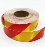 Yellow-red line 50 мм* 25 м грузовик предохранителем и универсальным питанием-от источника переменного или постоянного тока светоотражающие ленты наклейки автомобиля самостоятельно липкая сигнальная лента автомобилей светоотражающая пленка - Название цвета: Yellow-red line