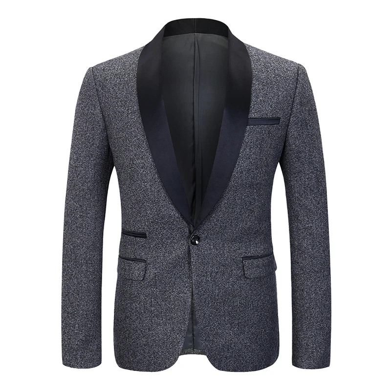 YUNCLOS 2019 Свадебный Мужской костюм пиджак однотонный платок воротник Повседневный