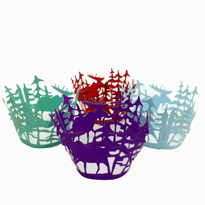 100 шт./компл. пустотелые бумажные стаканчики для торта олень лазерная резка