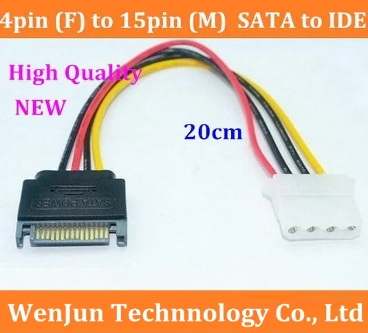 DHL Бесплатная доставка 500 шт. SATA кабель питания 4pin (F) до 15pin (M) SATA к IDE кабель жесткого диска