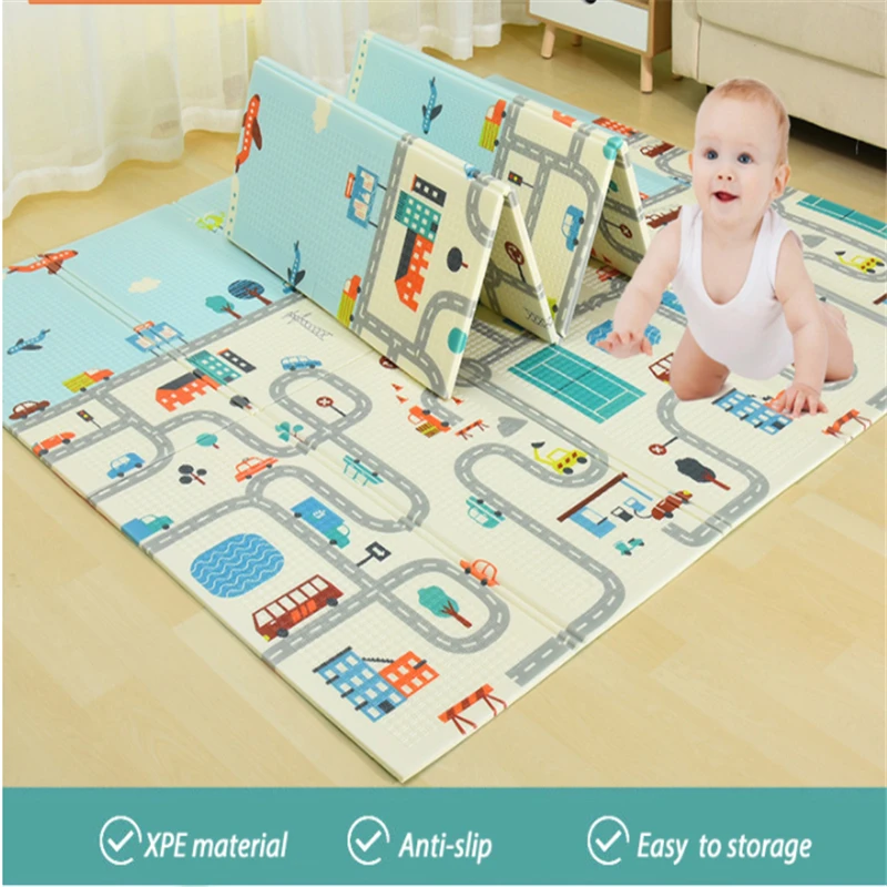 XPE складной игрушечный коврик для ползания 2 0*1 8 м пены двухсторонний узор детский