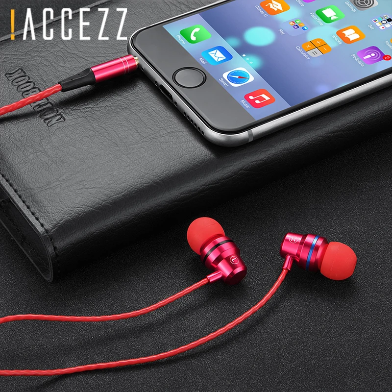! ACCEZZ проводные наушники-вкладыши для iPhone Xiaomi с микрофоном Регулятор громкости 3 5