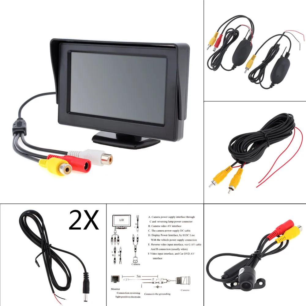Автомобильный монитор с разрешением 12 в 4 3 дюйма HD 480x234 TFT LCD беспроводным