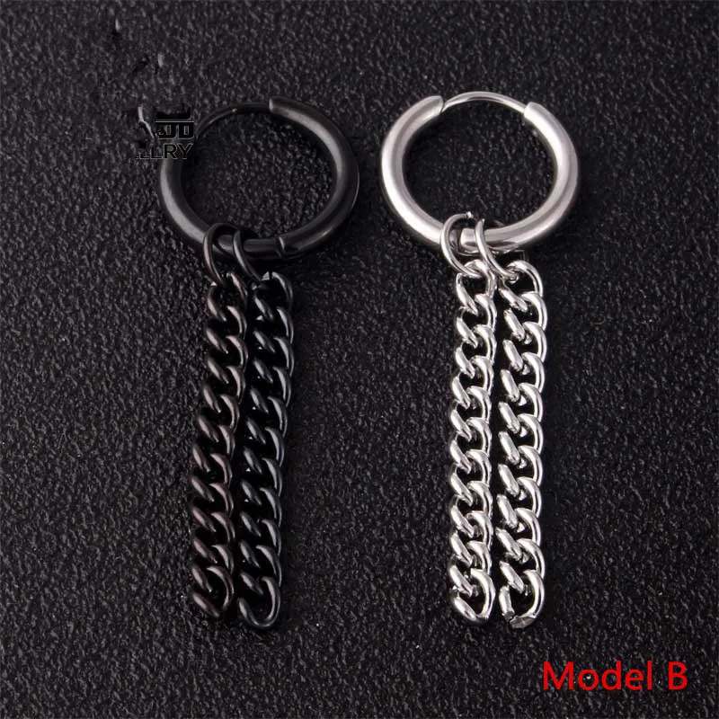 Модные женские серьги кольца из черной титановой стали круглые одно слово