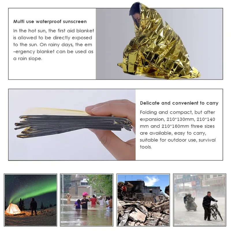 Водонепроницаемое аварийное спасательное одеяло для выживания на открытом