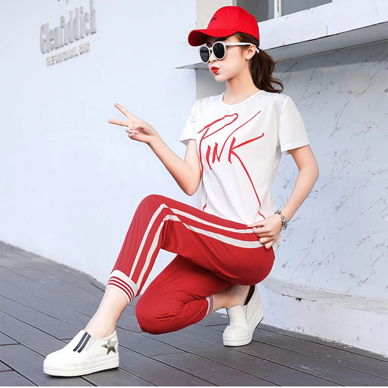 Спортивный костюм женский лето 2018 новый свободный свитер с капюшоном и надписью