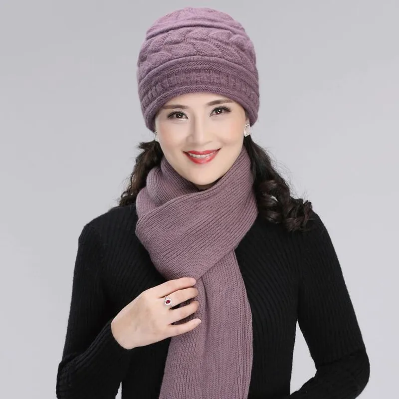 Трикотажная шерстяная шапка для женщин среднего возраста|Женские шарфы| |