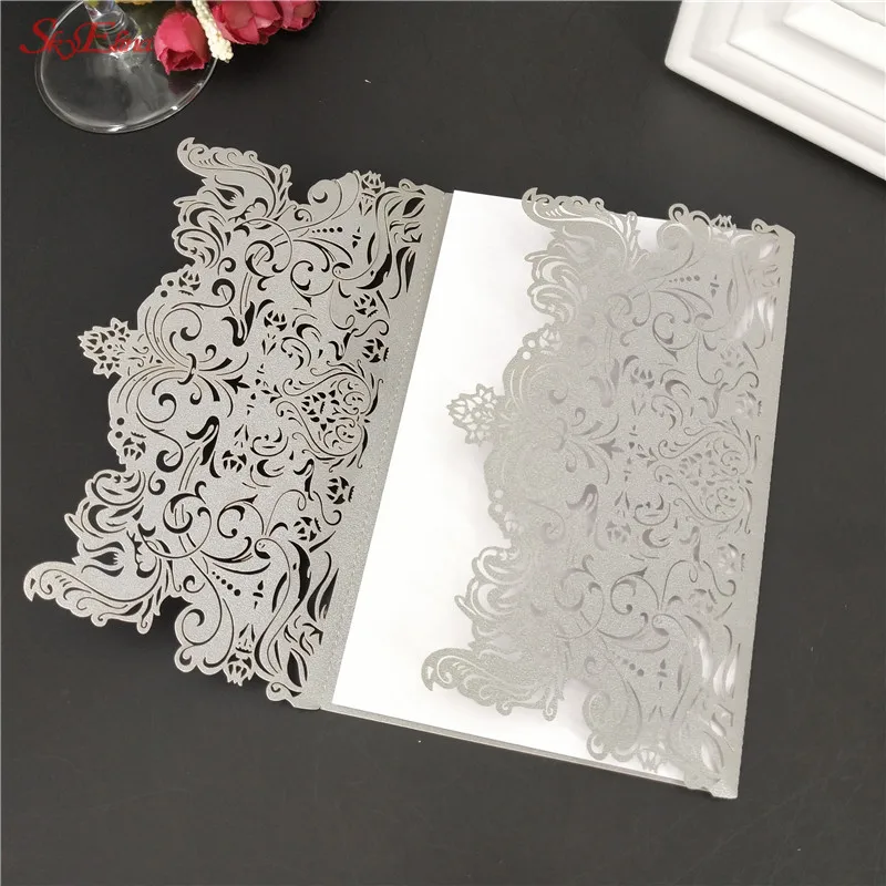 Изящные свадебные приглашения для вечеринки лазерной резки 10 шт./компл.