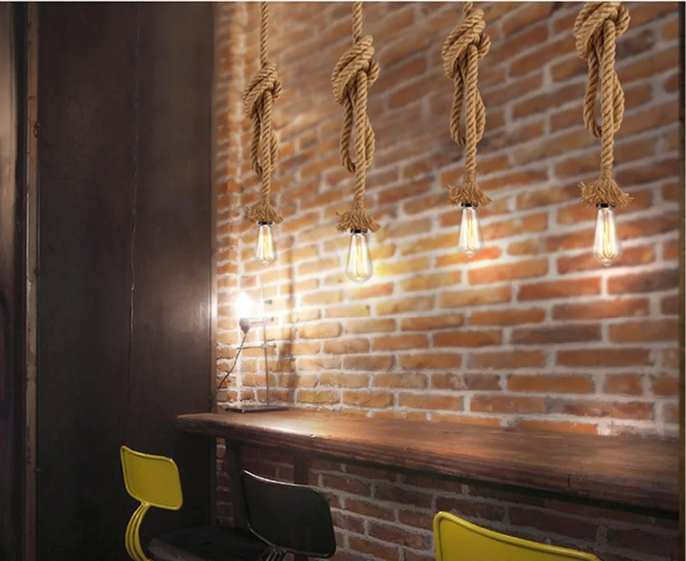 Винтажная веревочная Подвесная лампа в стиле ретро креативный индивидуальный