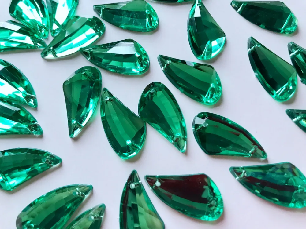 Пришить зеленый горный хрусталь 13*23 мм акриловый кристалл flatback страз драгоценный