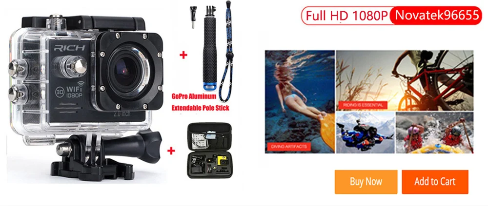 Богатая Экшн-камера Hd 4K 170 градусов широкоугольная 30 м WIF Sport Camra Deportiva Экстра Алюминиевая выдвижная палка+ сумка
