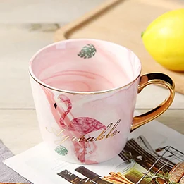 B01 Flamingo A Фламинго узор натуральный мрамор фарфоровая кофейная кружка Mr and Mrs чай молоко чашки творческий подарок на свадьбу юбилей - Цвет: B01 Flamingo A