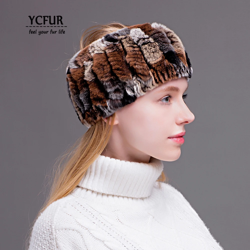 YCFUR, Женская повязка, тюрбан, шарф, натуральный мех, повязки для волос, шарфы для девочек, 2 использования, эластичный шарф, повязки на голову для женщин