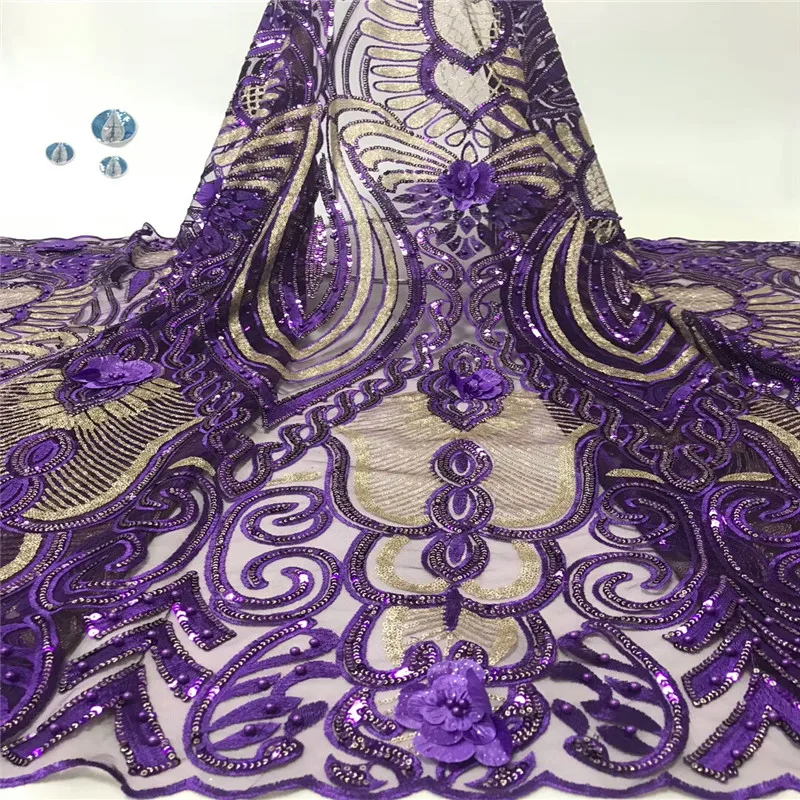 

African Lace Fabrics High Quality nigerian Lace Fabric For Wedding Latest Sequins French Mesh Lace Fabrics for wedding xb4-48