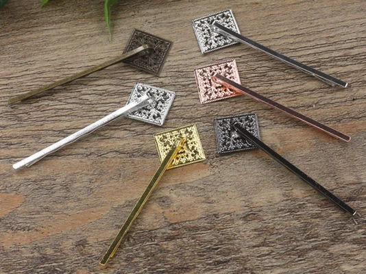 

Antique Bronze/Gold/Silver/Black Barrettes Hair Bobby Pin clip with 15mm Flower Tray,DIY Jewelry Finding Accessories 100pcs