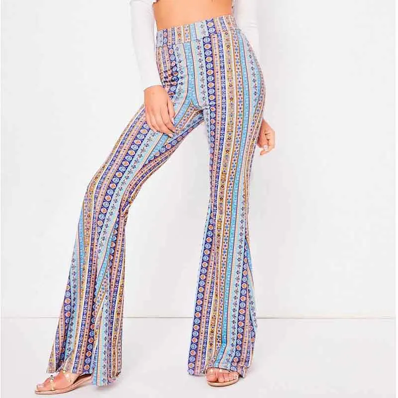 Новое поступление 2018 женские летние штаны в полоску с завышенной талией