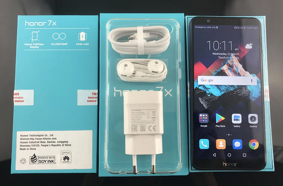 Глобальная версия Honor 7X4G 64G 5,93 дюймов мобильный телефон Восьмиядерный двойная задняя камера 2160*1080P отпечаток пальца Android 7,0