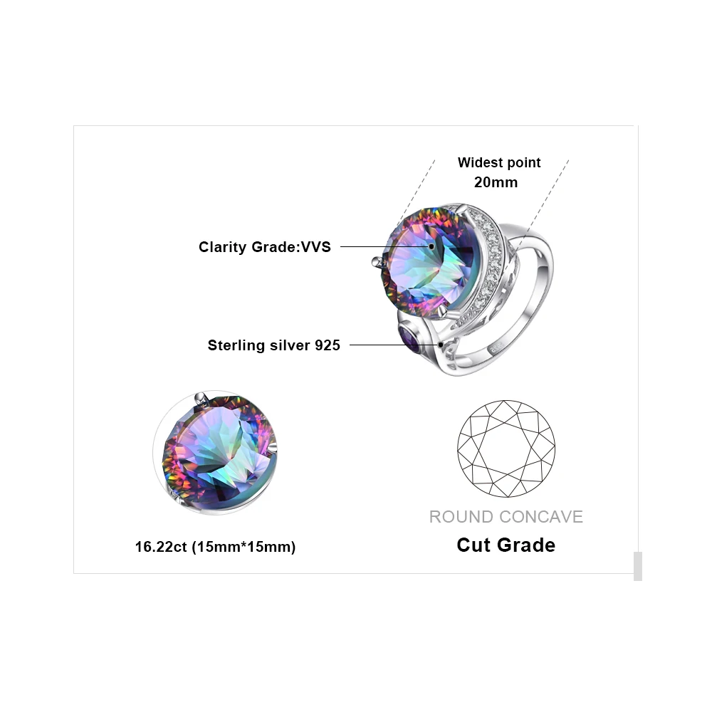 Фирменная Новинка 8.5ct Подлинная Радуга своих Мистик Топаз твердый 925 Серебряное