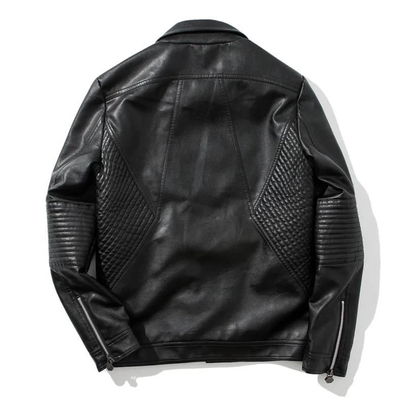 

New Men Fashion Motorcycle Leather Jacket Slim Fit Coats Male Casual Oblique Zipper Windproof Black Jacket M-3XL