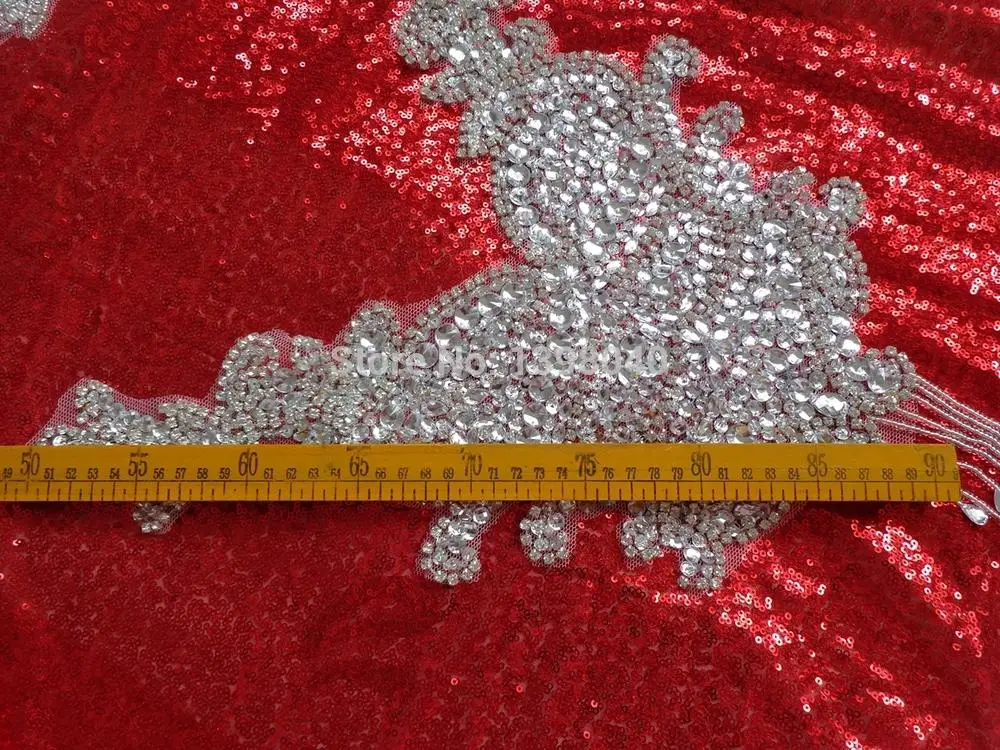 Серебро ручной работы 40*25 см Аппликации из страз пришить цветок патчи для платья воротник DIY принадлежности для рукоделия