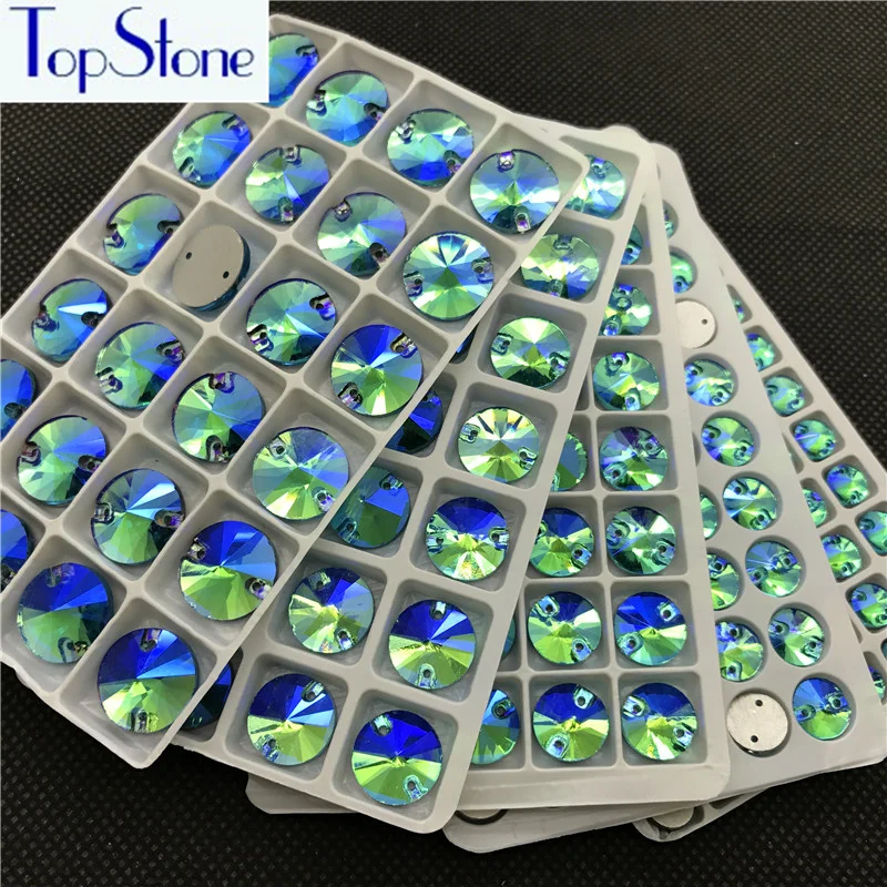 Все размеры Аквамарин AB Rivoli пришивные камни с плоской задней частью круглые